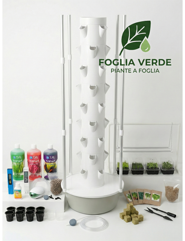 KIT completo Torre idroponica 36 piante con luci Led + nutrienti + accessori