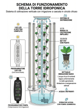 36-Plant Indoor Hydroponic Tower with LED Lights