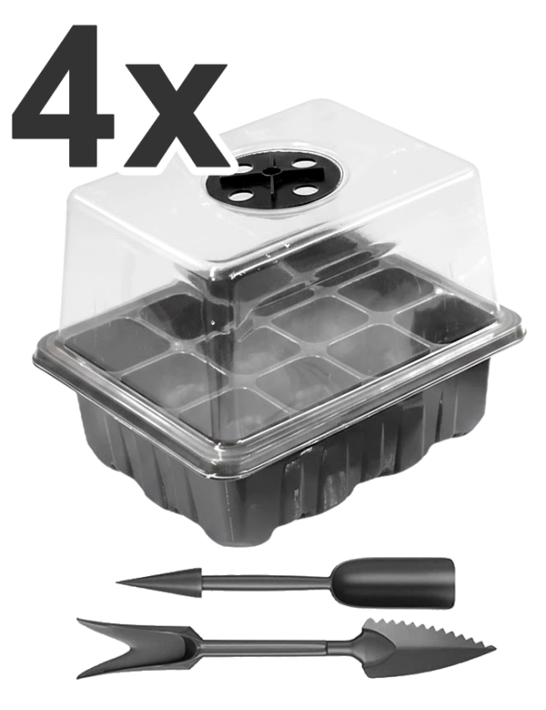 Set 4 Vassoi semenzaio con coperchio